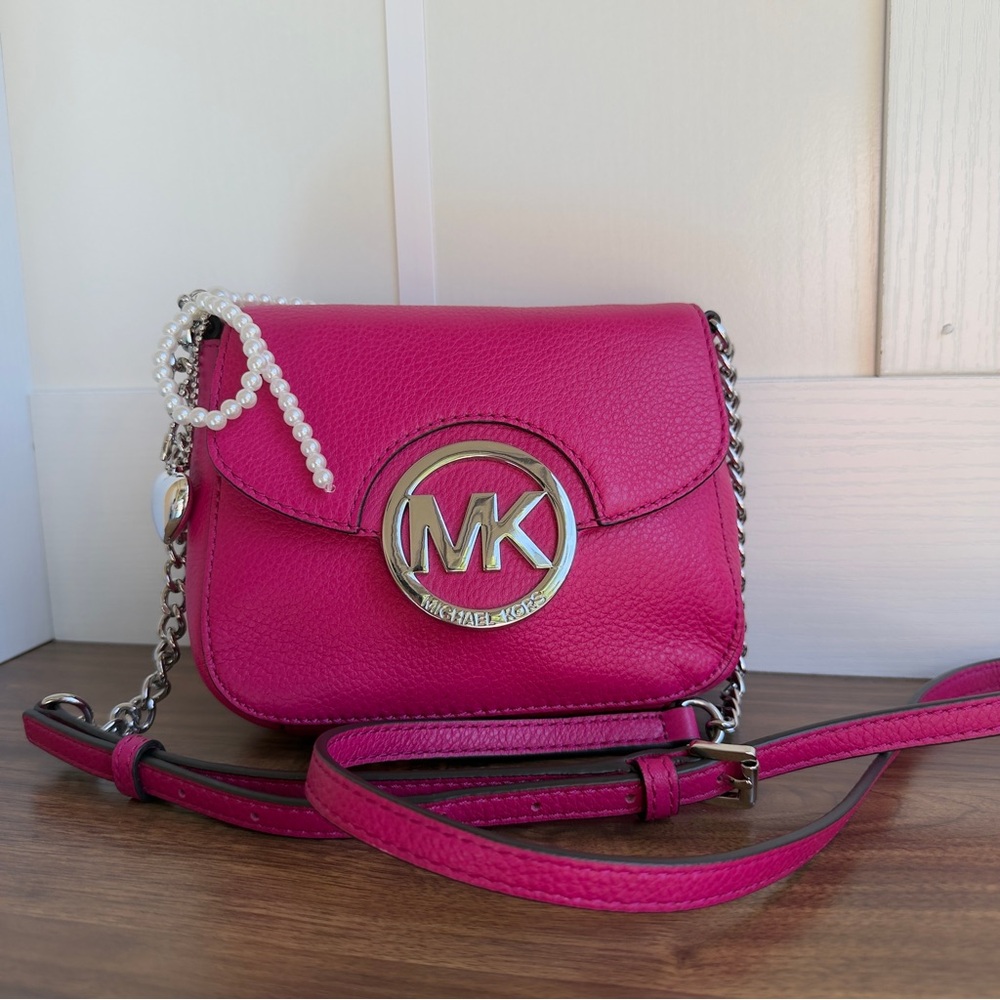 Michael Kors Hot Pink Pebbled Leather Crossbody